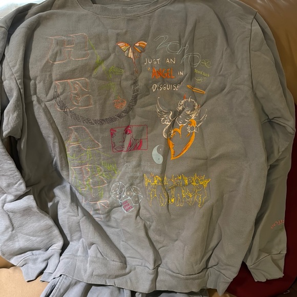 Boys Lie Tops - Boys Lie Gray Sweatshirt with Colorful Butterfly Design